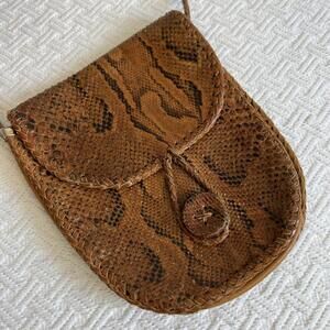 Vintage Snakeskin Pattern Genuine Leather Crossbody Bag Purse Mini Shoulder